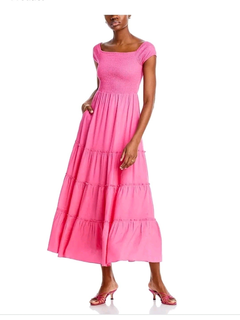 NWT, Lucy Paris Pink Smocked Tiered Maxi Dress, Sizw Small